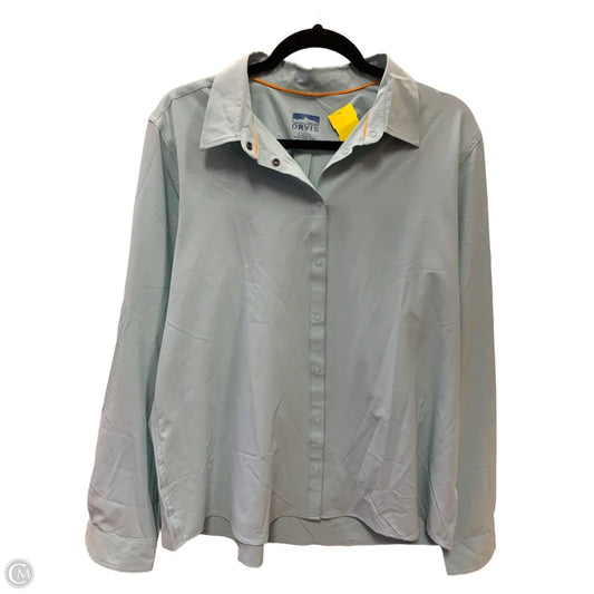 Athletic Top Long Sleeve Collar By Orvis In Blue, Size: Xl