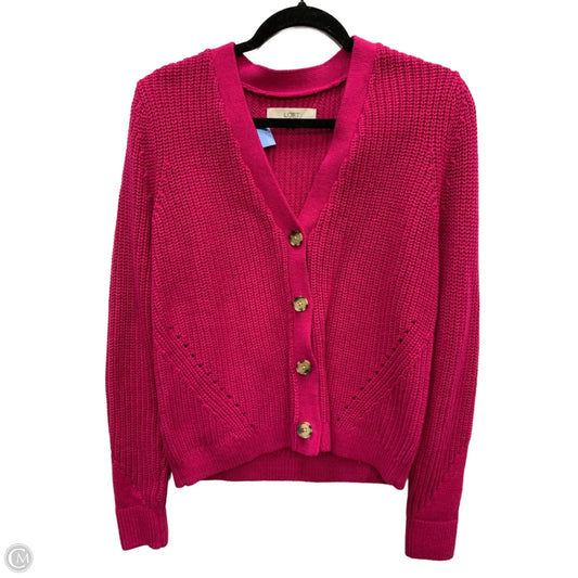 Sweater Cardigan By Loft In Pink, Size: M