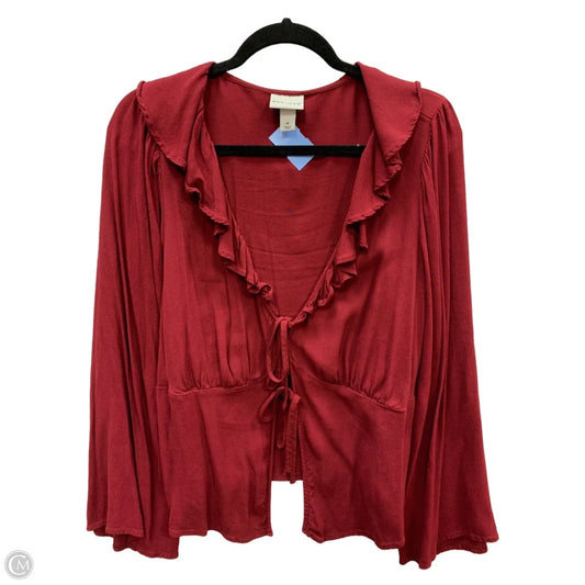 Cardigan By Ava & Viv In Maroon, Size: 1x