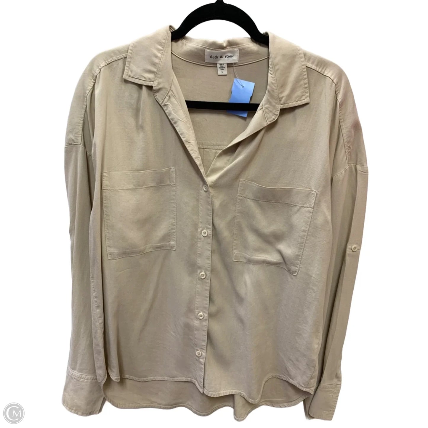 Top Long Sleeve By Cloth & Stone In Beige, Size: L