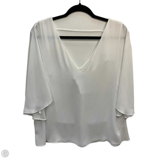 Blouse Short Sleeve By White House Black Market In White, Size: L