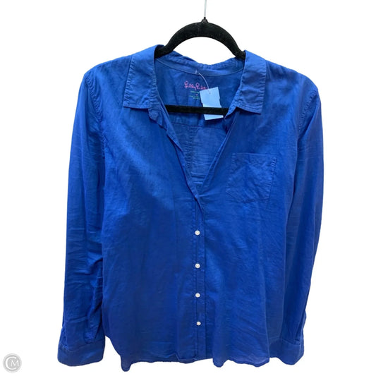 Top Long Sleeve Designer By Lilly Pulitzer In Blue, Size: M