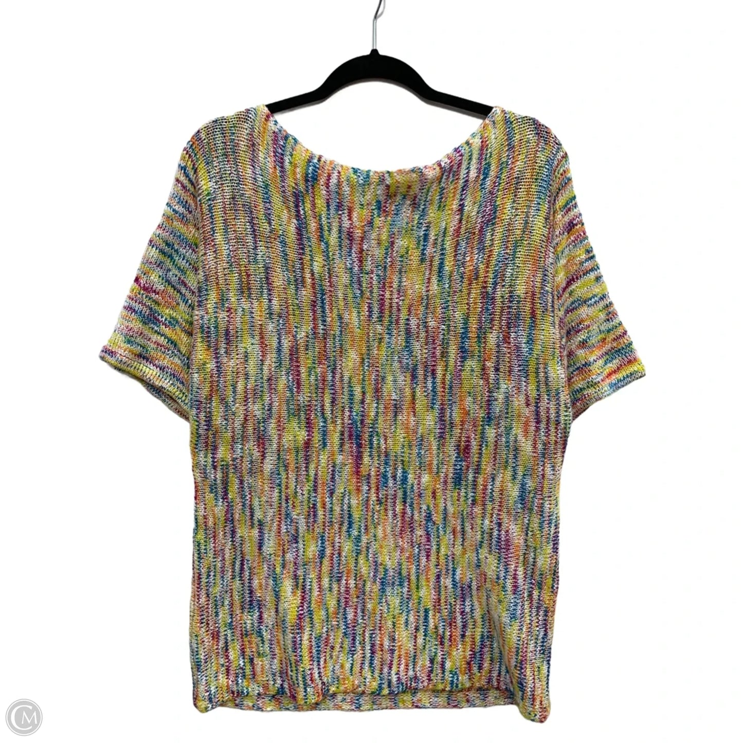 Sweater Short Sleeve By Notations In Rainbow Print, Size: L