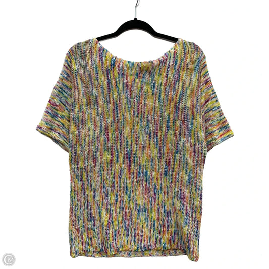 Sweater Short Sleeve By Notations In Rainbow Print, Size: L
