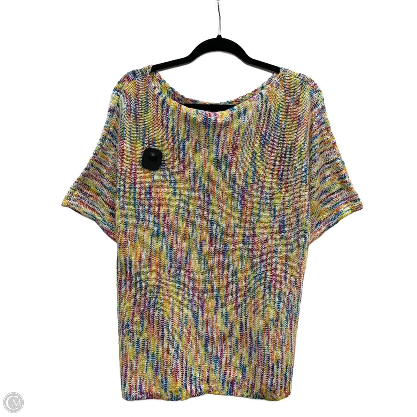 Sweater Short Sleeve By Notations In Rainbow Print, Size: L