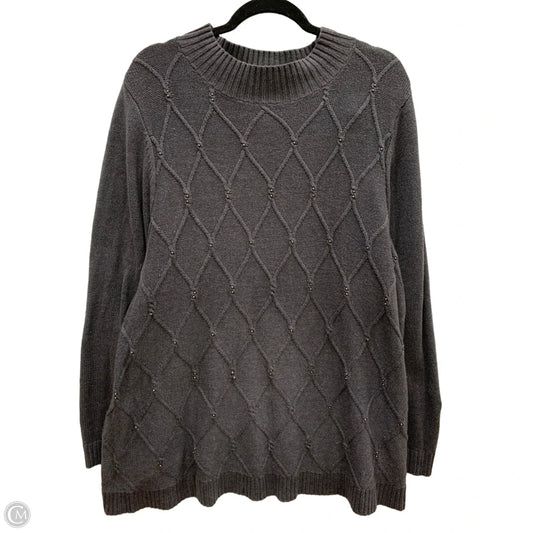 Sweater By Karen Scott In Grey, Size: 2x