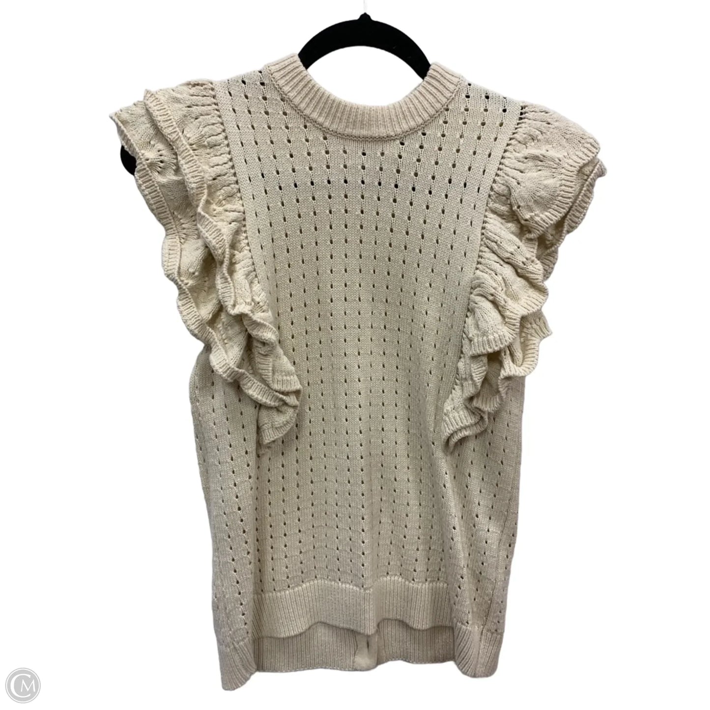 Sweater Short Sleeve By Who What Wear In Cream, Size: S