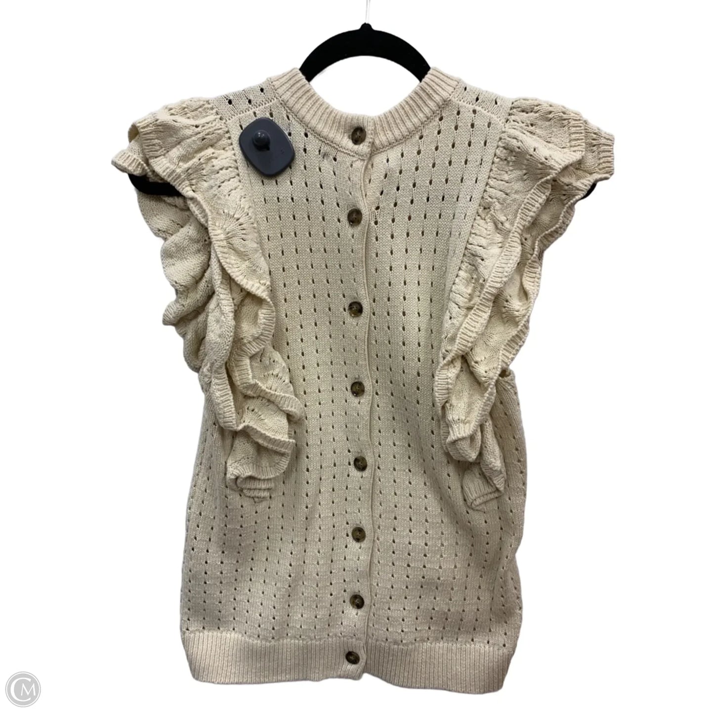 Sweater Short Sleeve By Who What Wear In Cream, Size: S