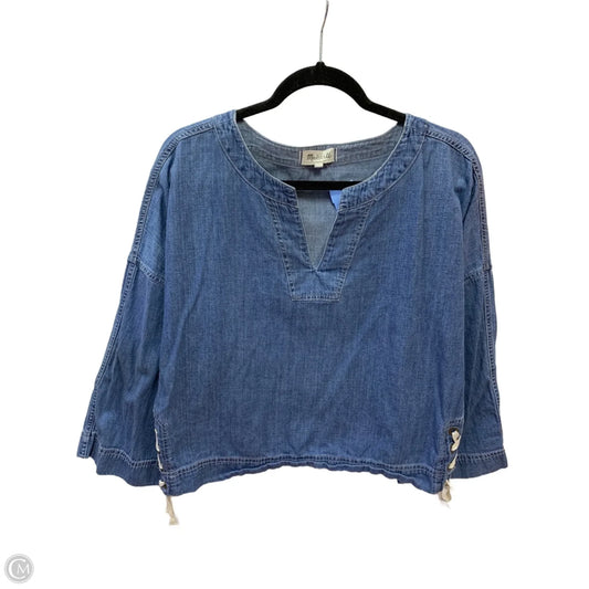 Top Long Sleeve By Madewell In Blue Denim, Size: M