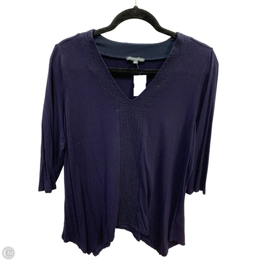 Top Long Sleeve By Adrianna Papell In Navy, Size: 1x