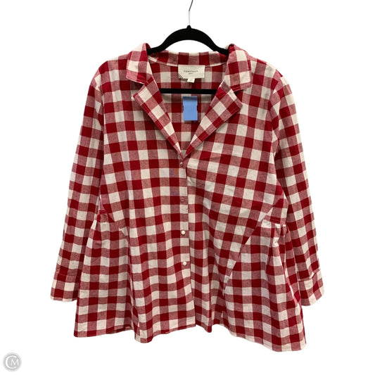 Top Long Sleeve By Pomander Place In Checkered Pattern, Size: Xxl