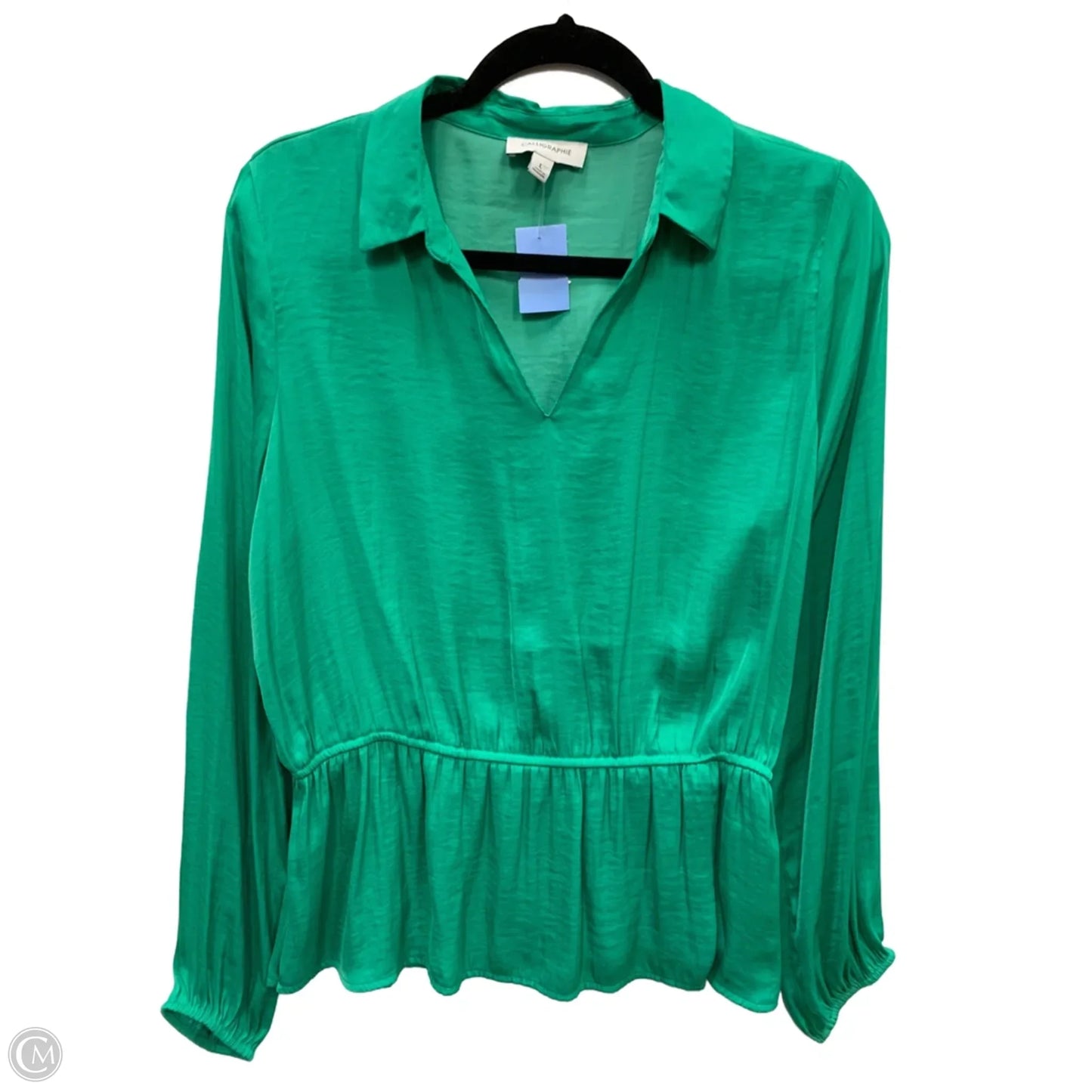 Top Long Sleeve By Calligraphie In Green, Size: L