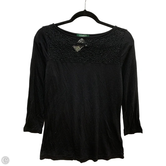 Top Long Sleeve By Lauren By Ralph Lauren In Black, Size: M