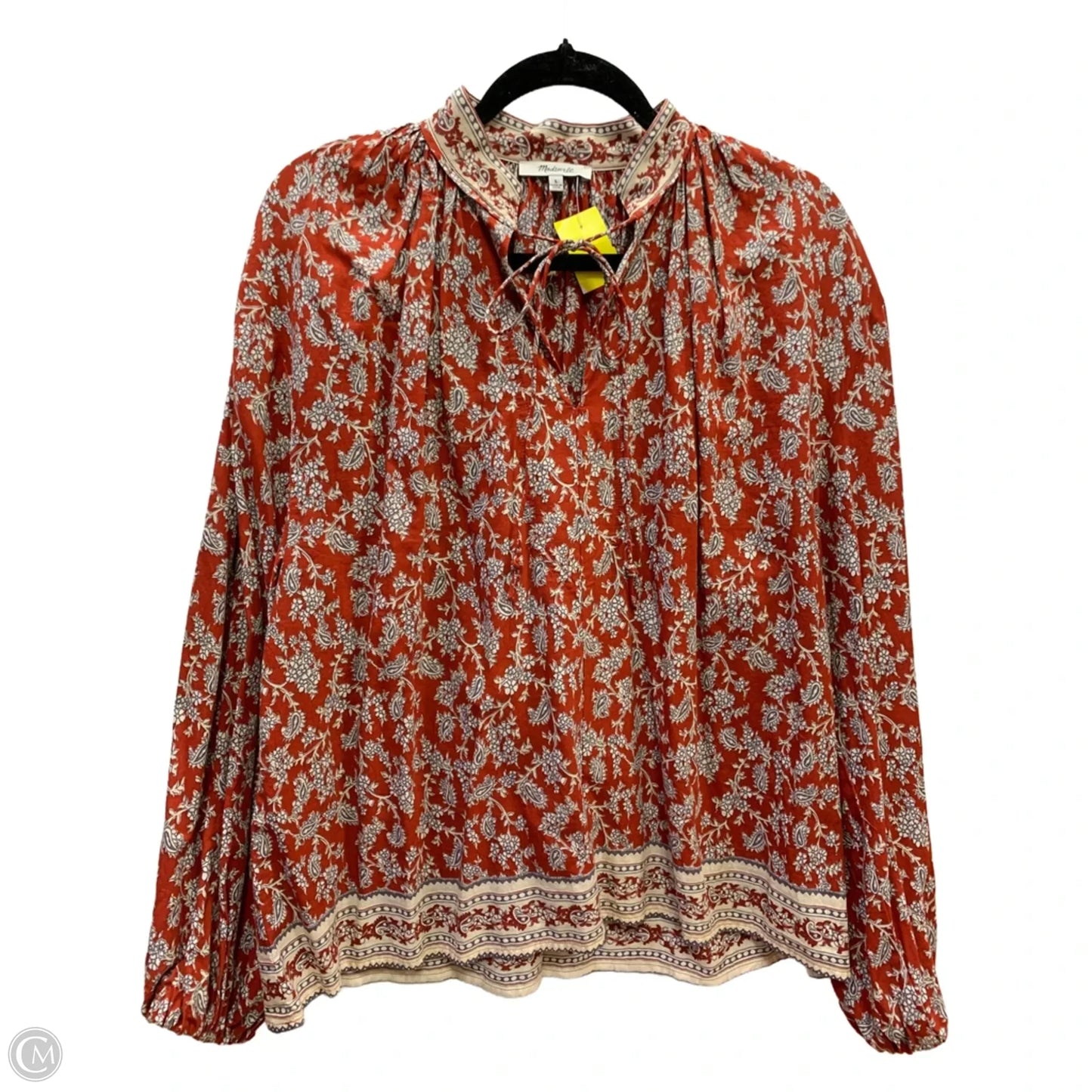 Top Long Sleeve By Madewell In Paisley Print, Size: L