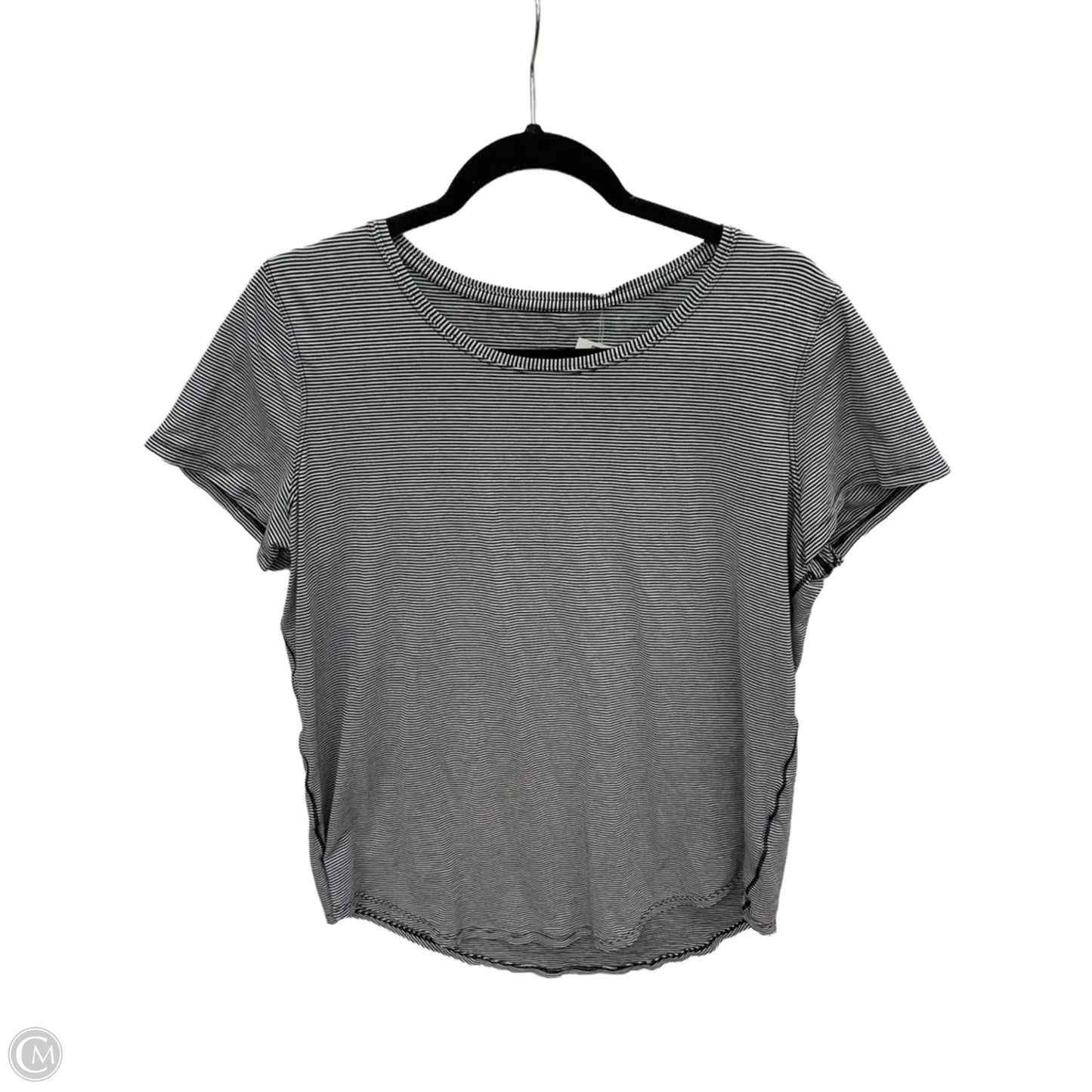 Athletic Top Short Sleeve By Lululemon In Striped Pattern, Size: L