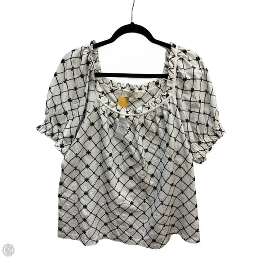 Top Short Sleeve By Loft In Black & White, Size: Xl