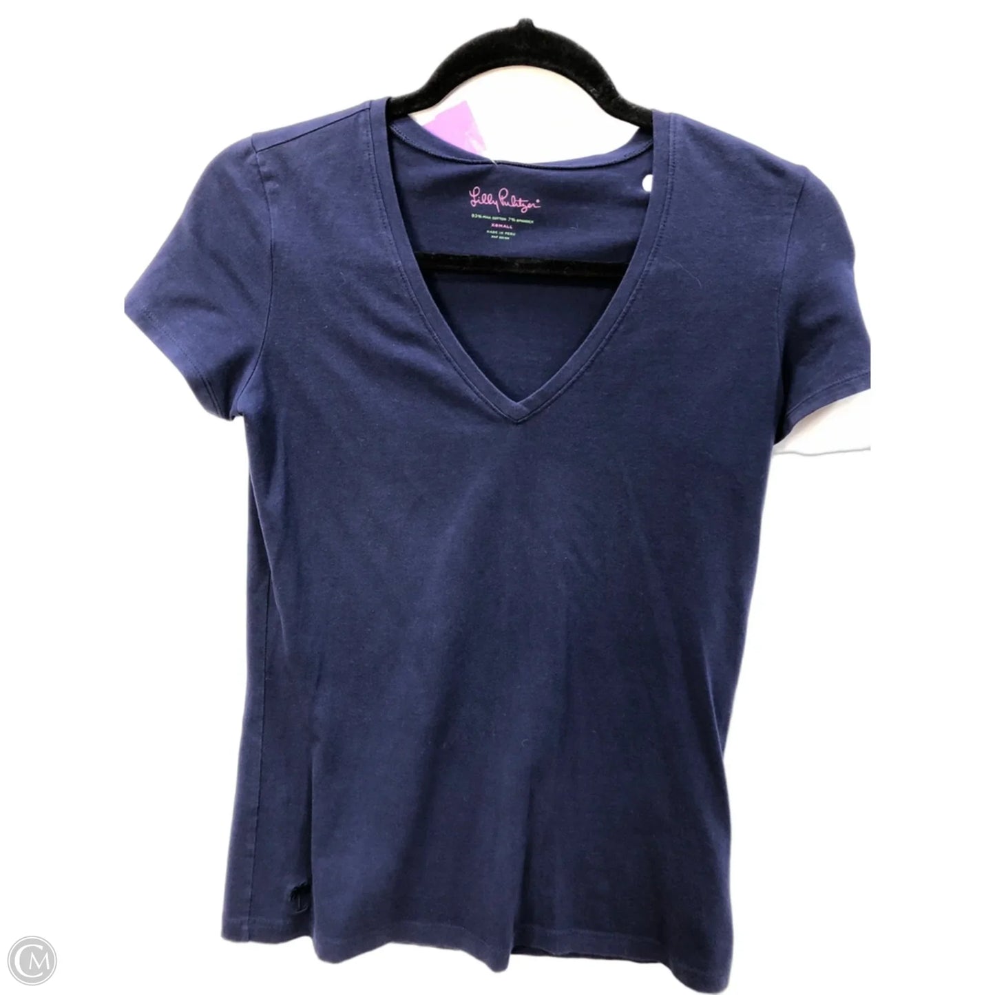 Top Short Sleeve Designer By Lilly Pulitzer In Navy, Size: Xs