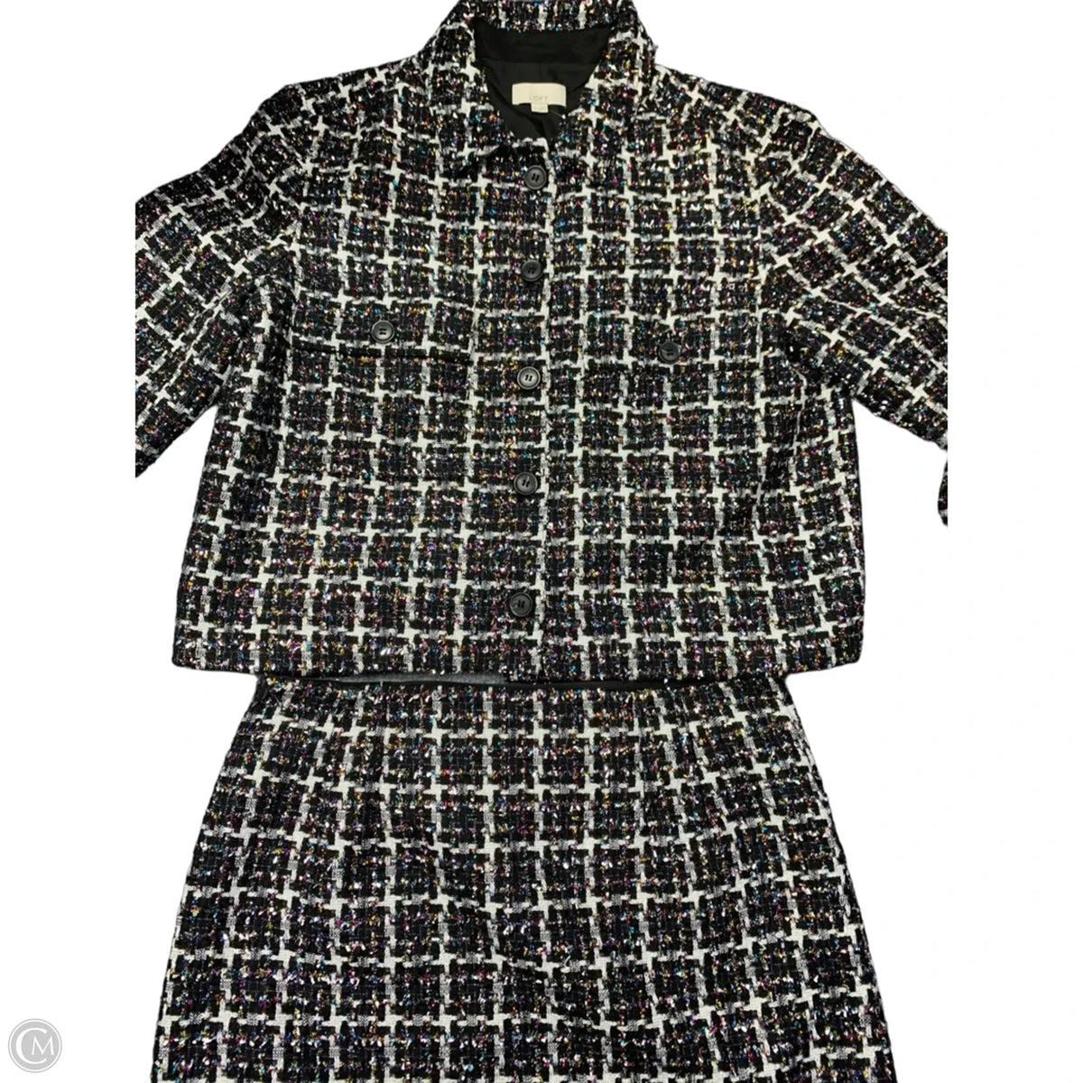 Skirt Set 2pc By Loft In Black & White, Size: L