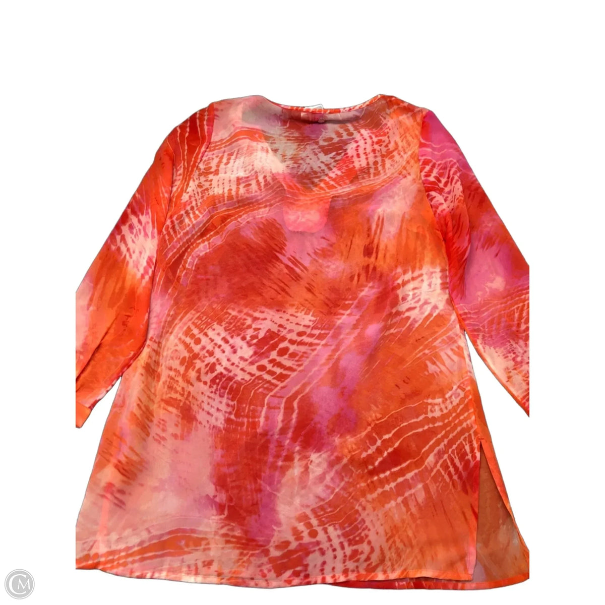 Top Long Sleeve By Chicos In Orange & Pink, Size: S