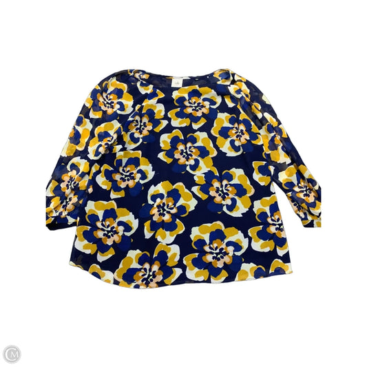 Blouse Long Sleeve By Cabi In Blue & Yellow, Size: L