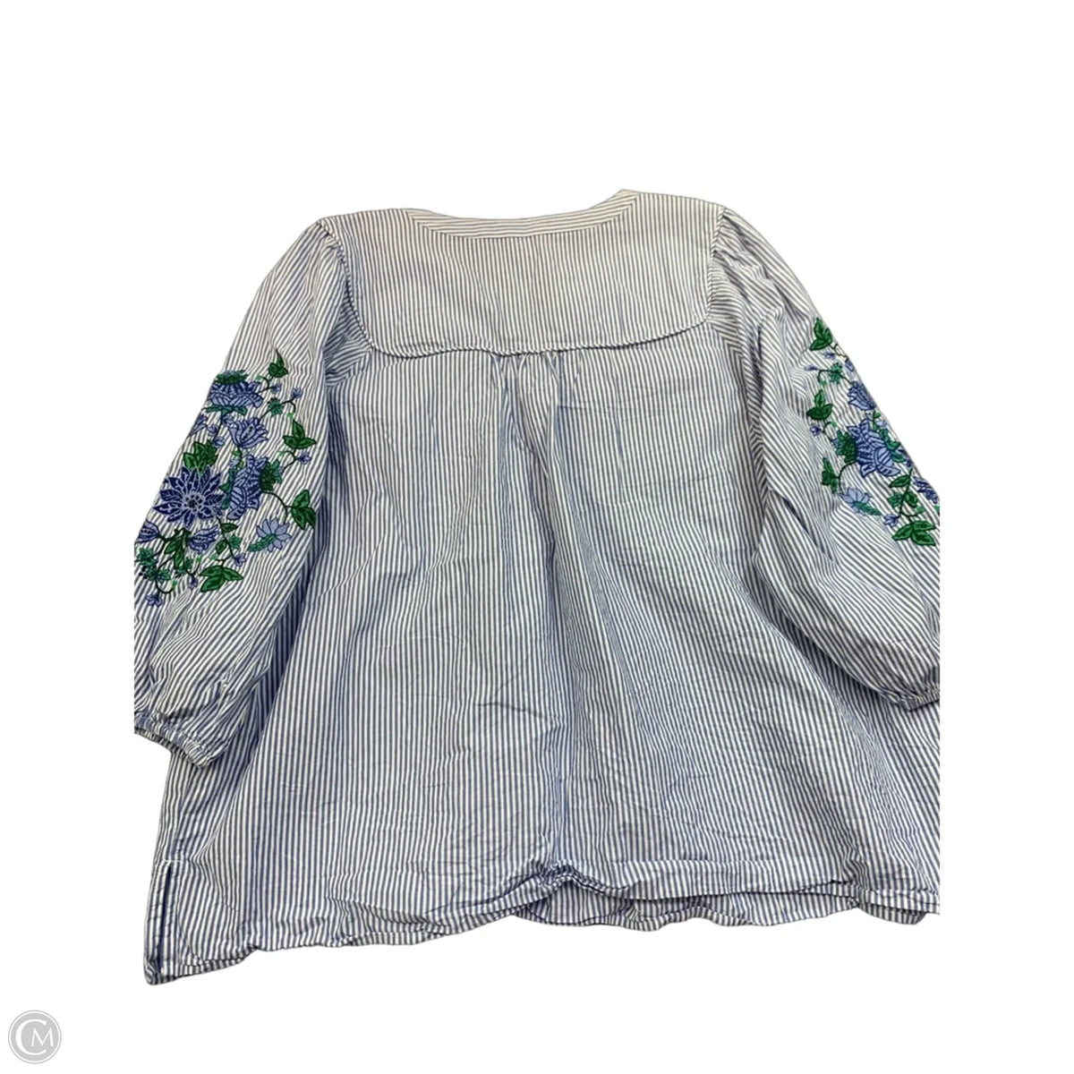Top Long Sleeve By Talbots In Blue & White, Size: 2x