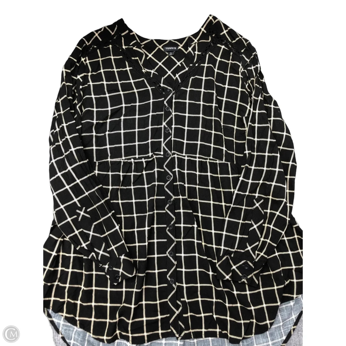 Top Long Sleeve By Torrid In Black & Tan, Size: 3x