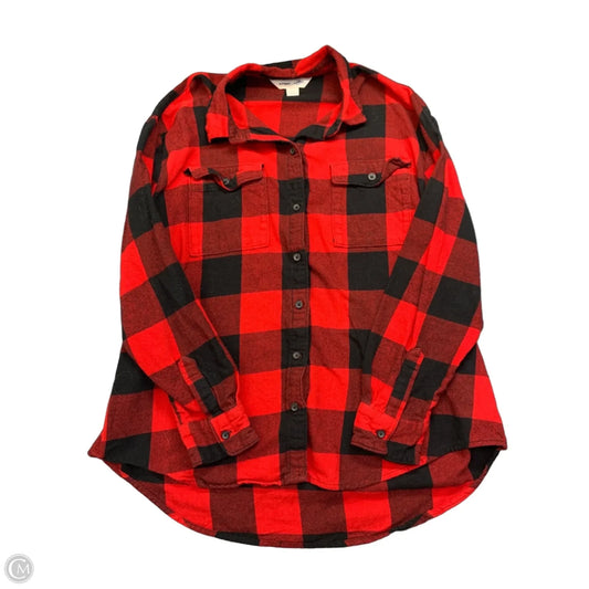 Top Long Sleeve By Old Navy In Black & Red, Size: L