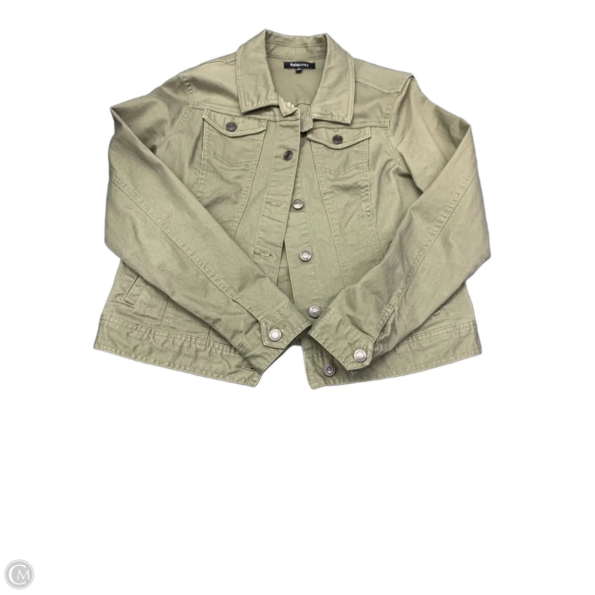 Jacket Denim By Relativity In Green, Size: L