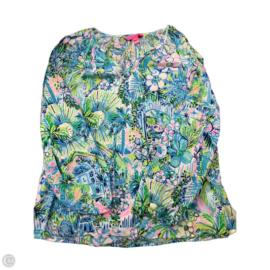 Top Long Sleeve Designer By Lilly Pulitzer In Blue & Green, Size: M
