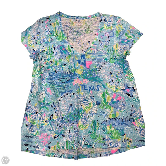 Top Short Sleeve Designer By Lilly Pulitzer In Blue, Size: M