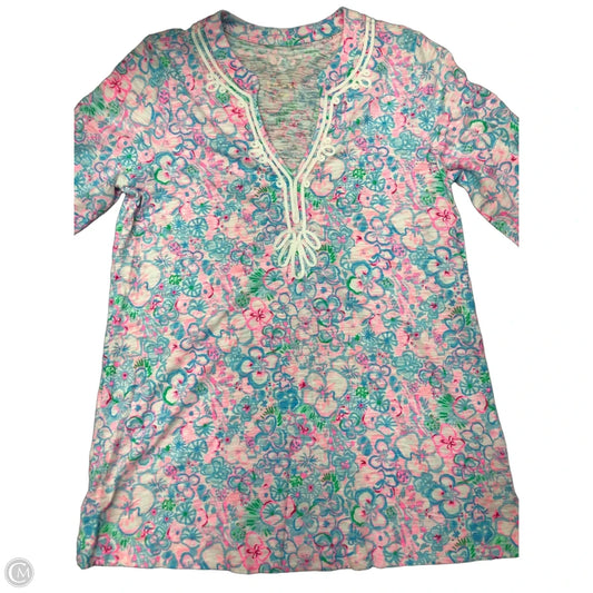 Top Long Sleeve Designer By Lilly Pulitzer In Blue & Pink, Size: L