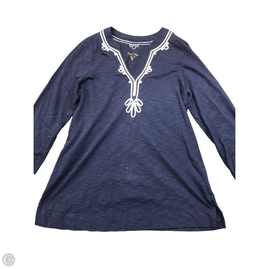 Top Long Sleeve Designer By Lilly Pulitzer In Navy, Size: L