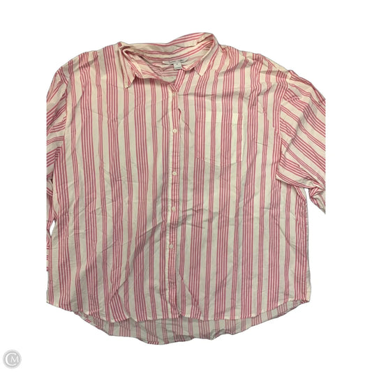 Top Long Sleeve By Old Navy In Pink & White, Size: Xl