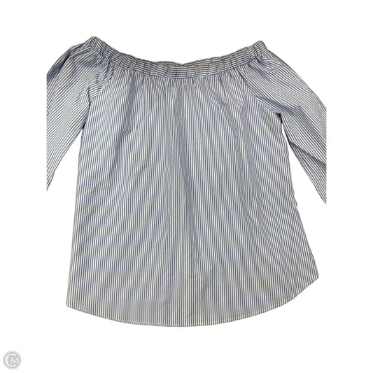 Top Long Sleeve By Potters Pot In Blue & White, Size: L