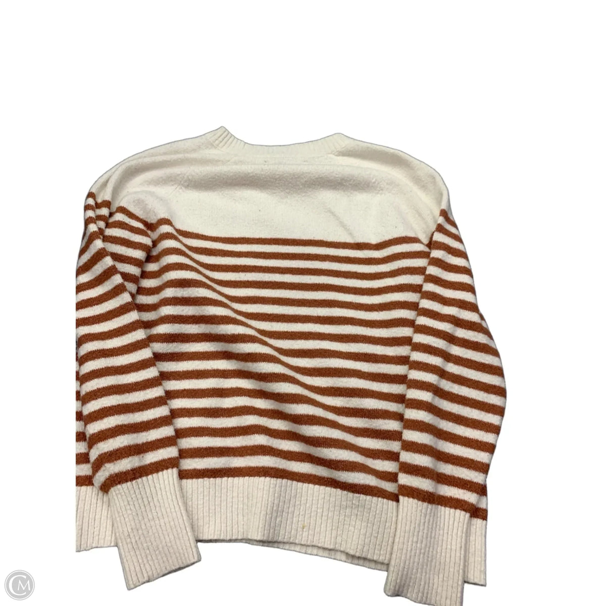 Sweater By Loft In Orange & White, Size: L