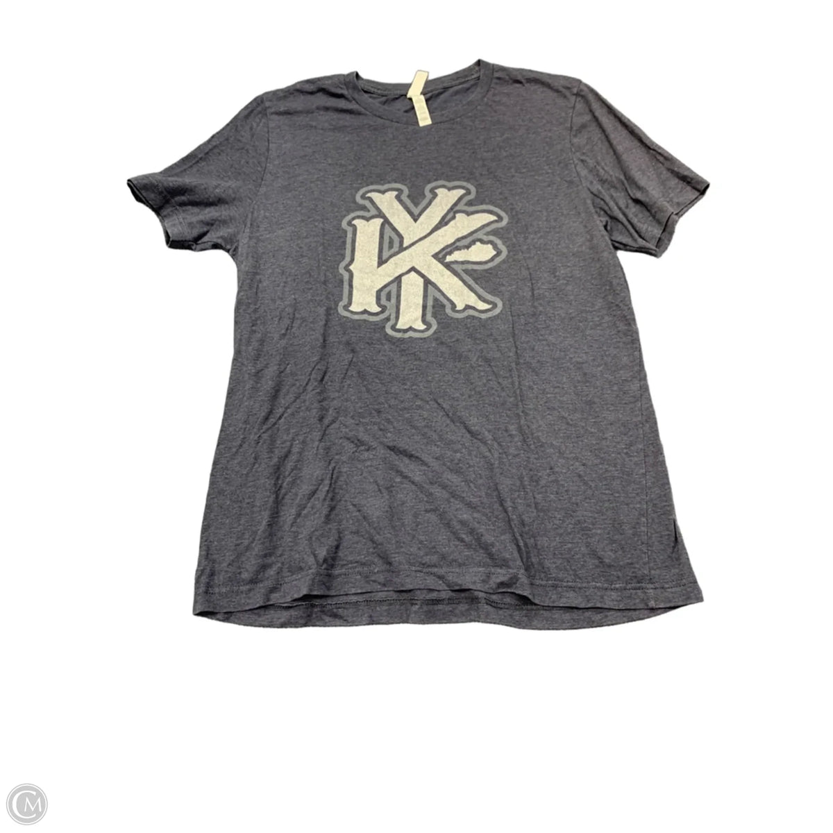 Top Short Sleeve By Canvas In Grey, Size: L