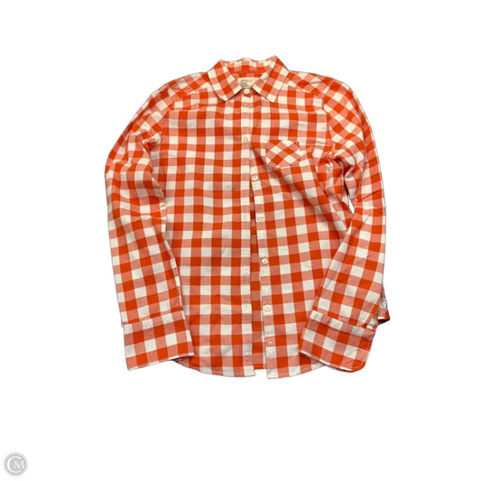 Top Long Sleeve By American Eagle In Orange & White, Size: 6