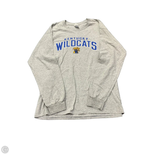 Top Long Sleeve By Gildan In Grey, Size: L