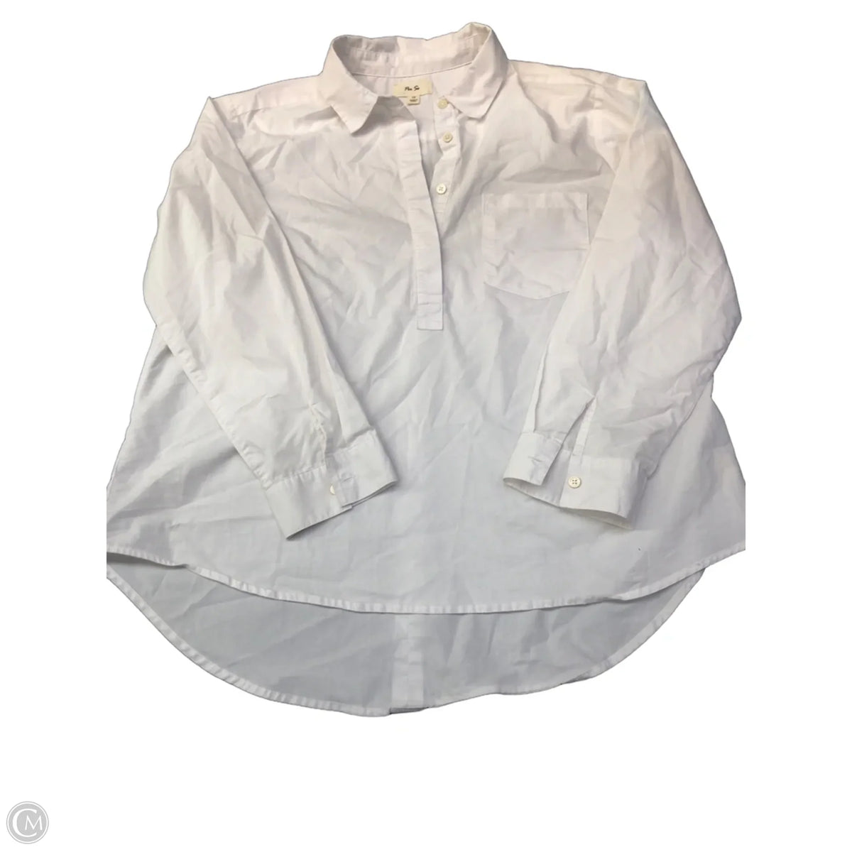 Top Long Sleeve By Per Se In White, Size: 1x
