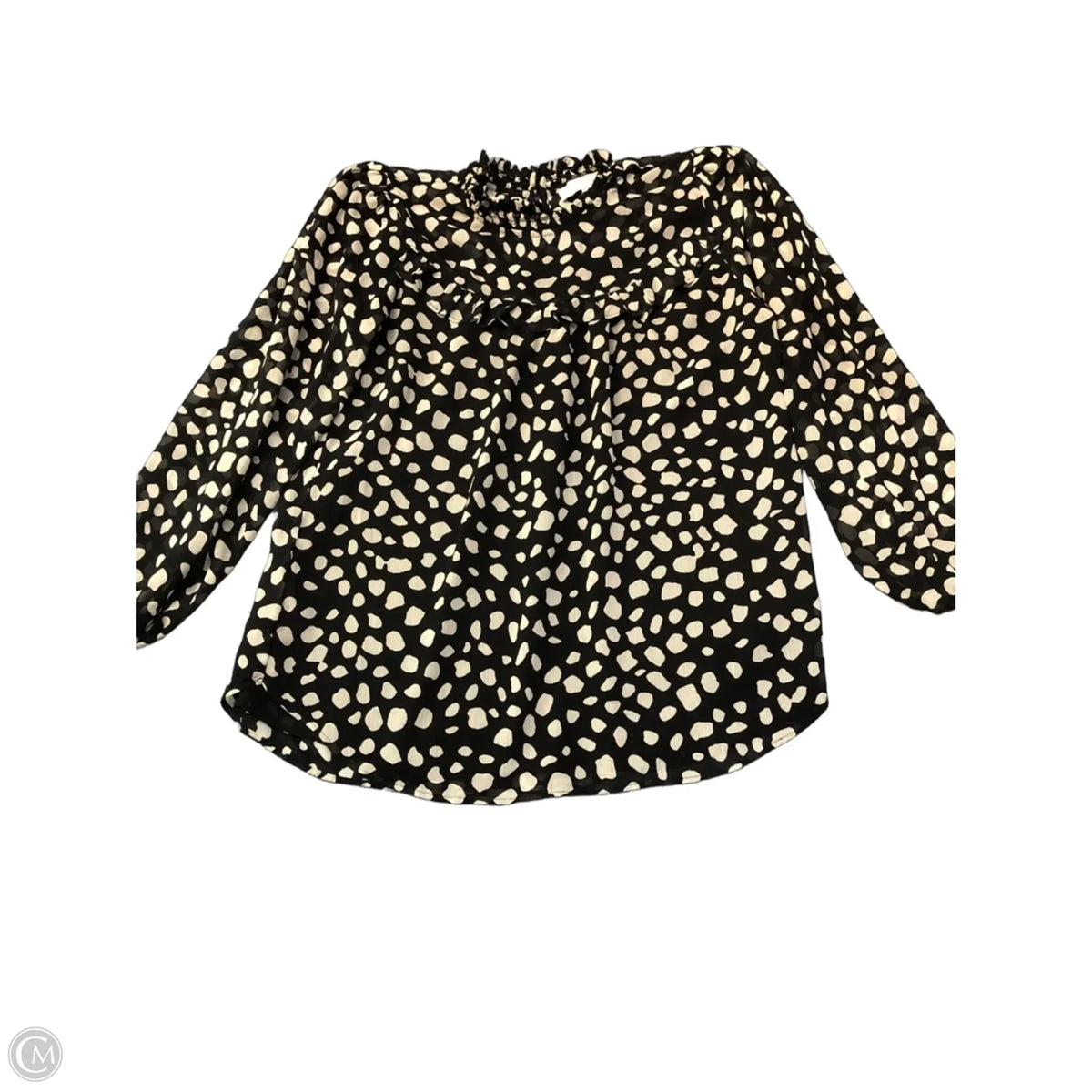 Top Long Sleeve By Loft In Black & Cream, Size: M
