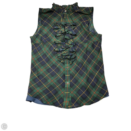 Top Short Sleeve By Lauren By Ralph Lauren In Blue & Green, Size: L