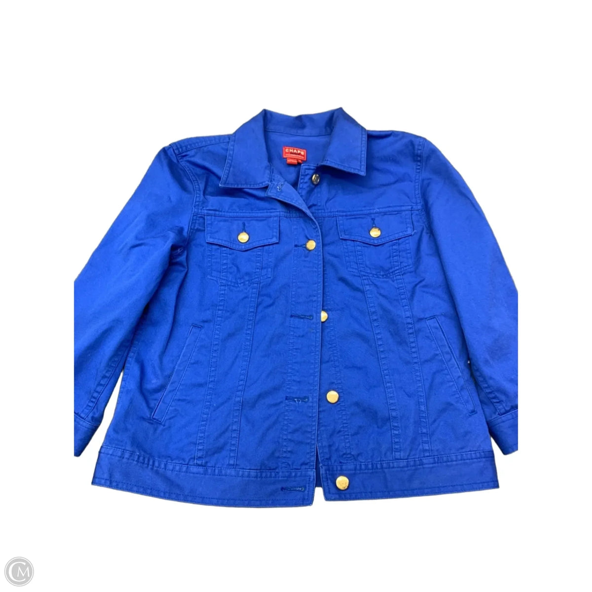Jacket Denim By Chaps In Blue, Size: M