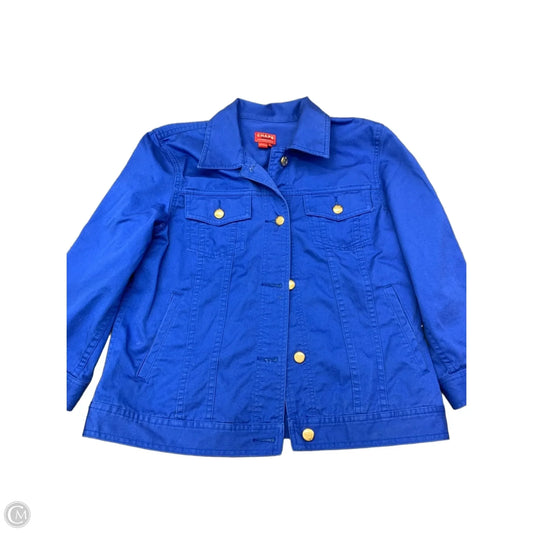 Jacket Denim By Chaps In Blue, Size: M