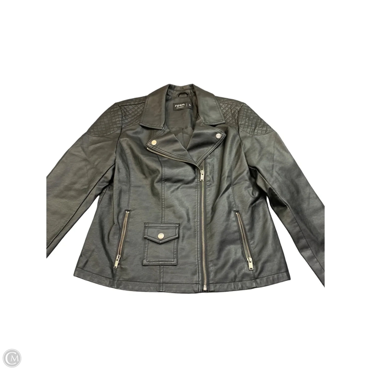 Jacket Leather By Clothes Mentor In Black, Size: L