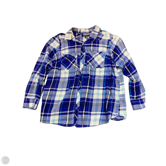 Top Long Sleeve By Relativity In Blue & White, Size: 1x