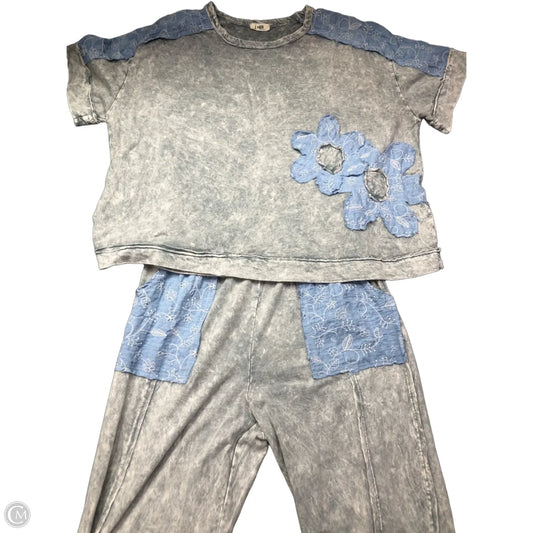 Lounge Set Pants By Clothes Mentor In Blue & Grey, Size: L