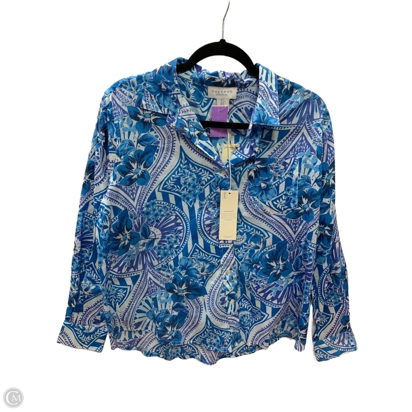 Top Long Sleeve By Calypso St Barth In Blue, Size: S