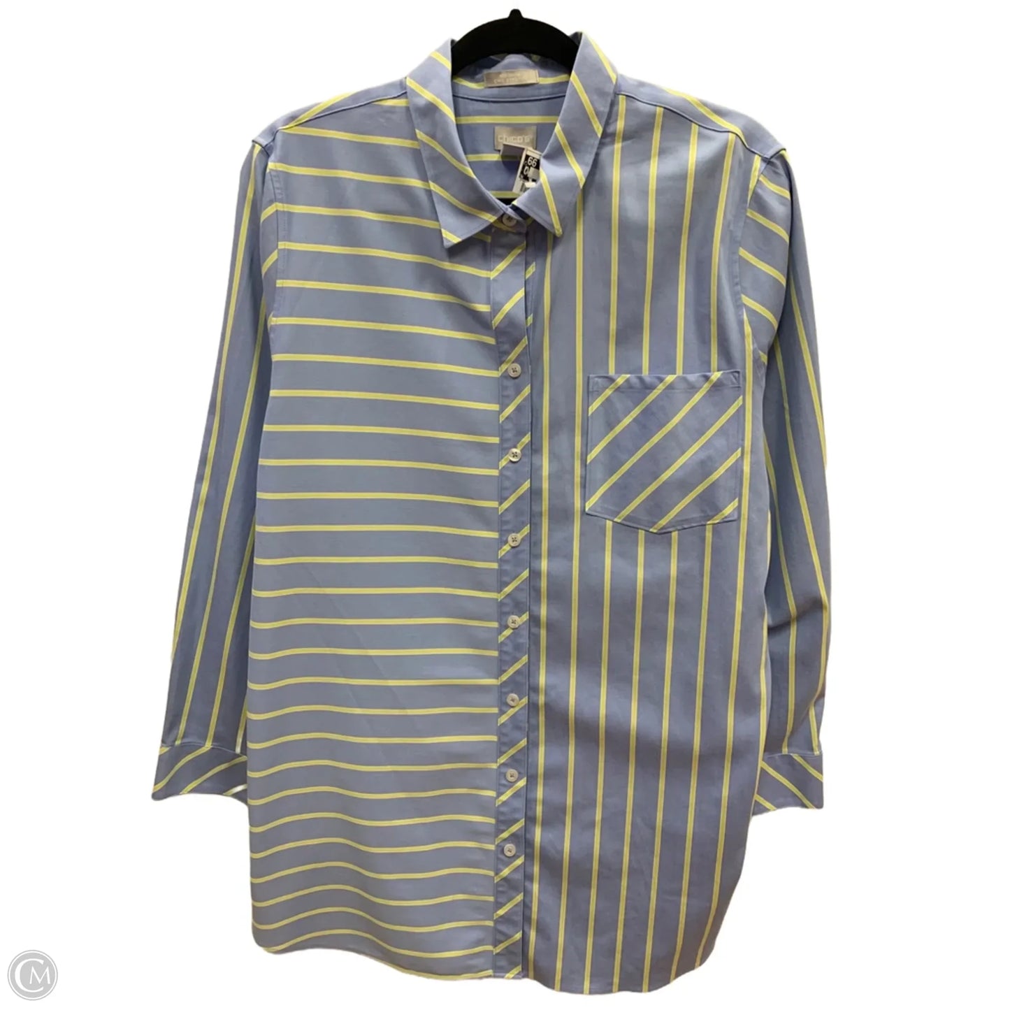 Top Long Sleeve By Chicos In Striped Pattern, Size: 16