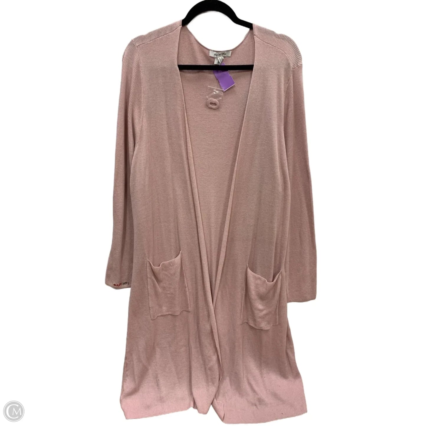 Sweater Cardigan By Peace Love World In Pink, Size: 2x