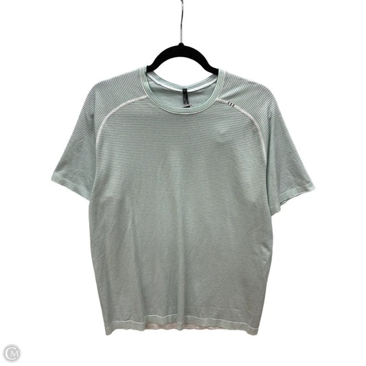 Athletic Top Short Sleeve By Lululemon In Striped Pattern, Size: L